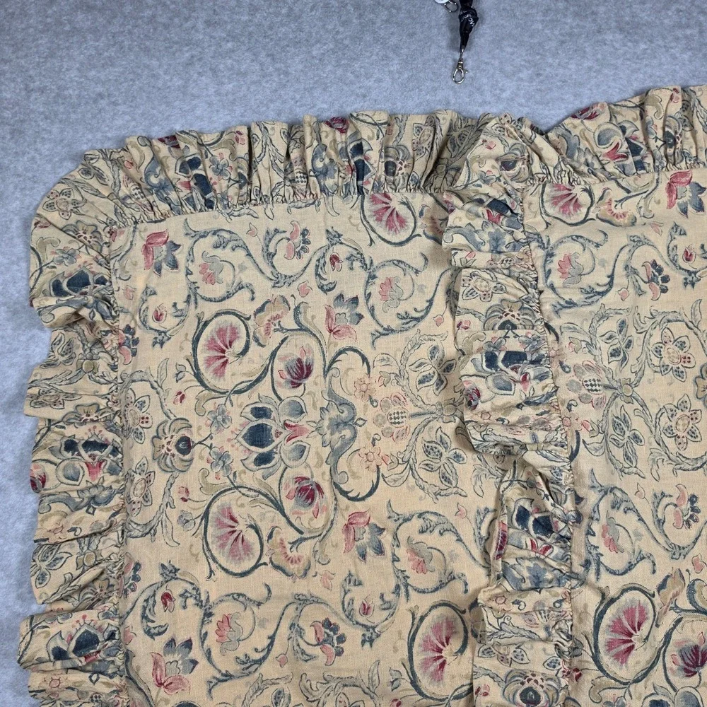 (2) Ralph Lauren Provence Pillow Sham Floral Ruffled KING Cotton/Linen Blend VTG